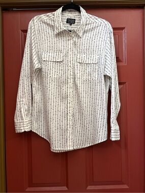 YASB Los Angeles White Button-Down with Black Script Print
